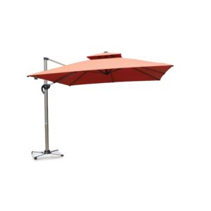 Living Accents Retractable Rust Resistant Hanging Umbrella with Marble Base Red 3 x 3m